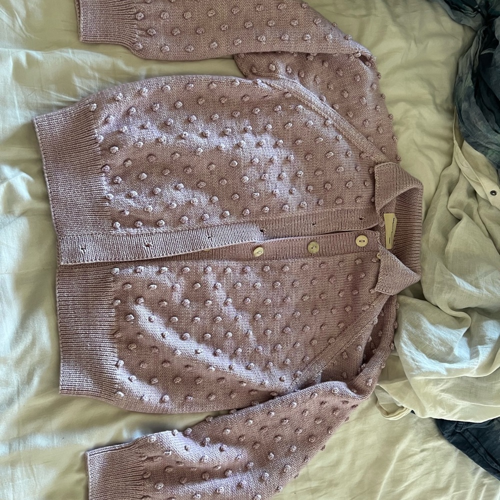 Misha and Puff Lilac Classic Popcorn Cardigan